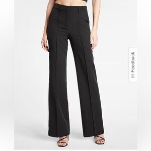 Women’s Express High Waisted Pintuck Trouser Pants Black Knit Stretch Size 10p